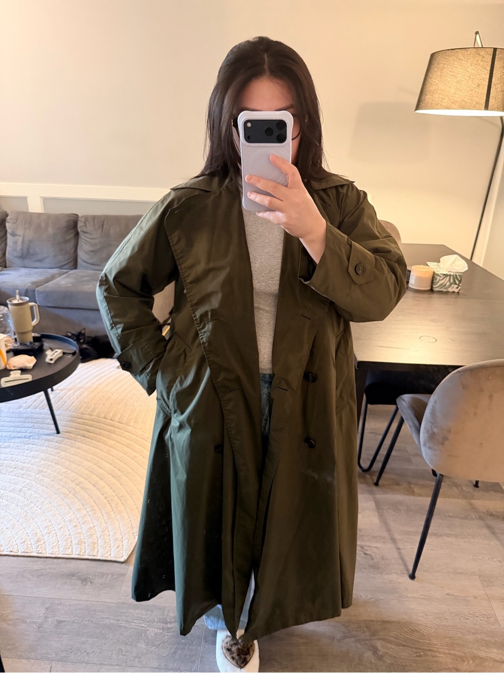 MaxMara Weekend Olive Green Light Trenchcoat - Picture 4 of 8